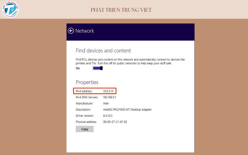 Cách kiểm tra địa chỉ IP trên Windows 8 bước 3